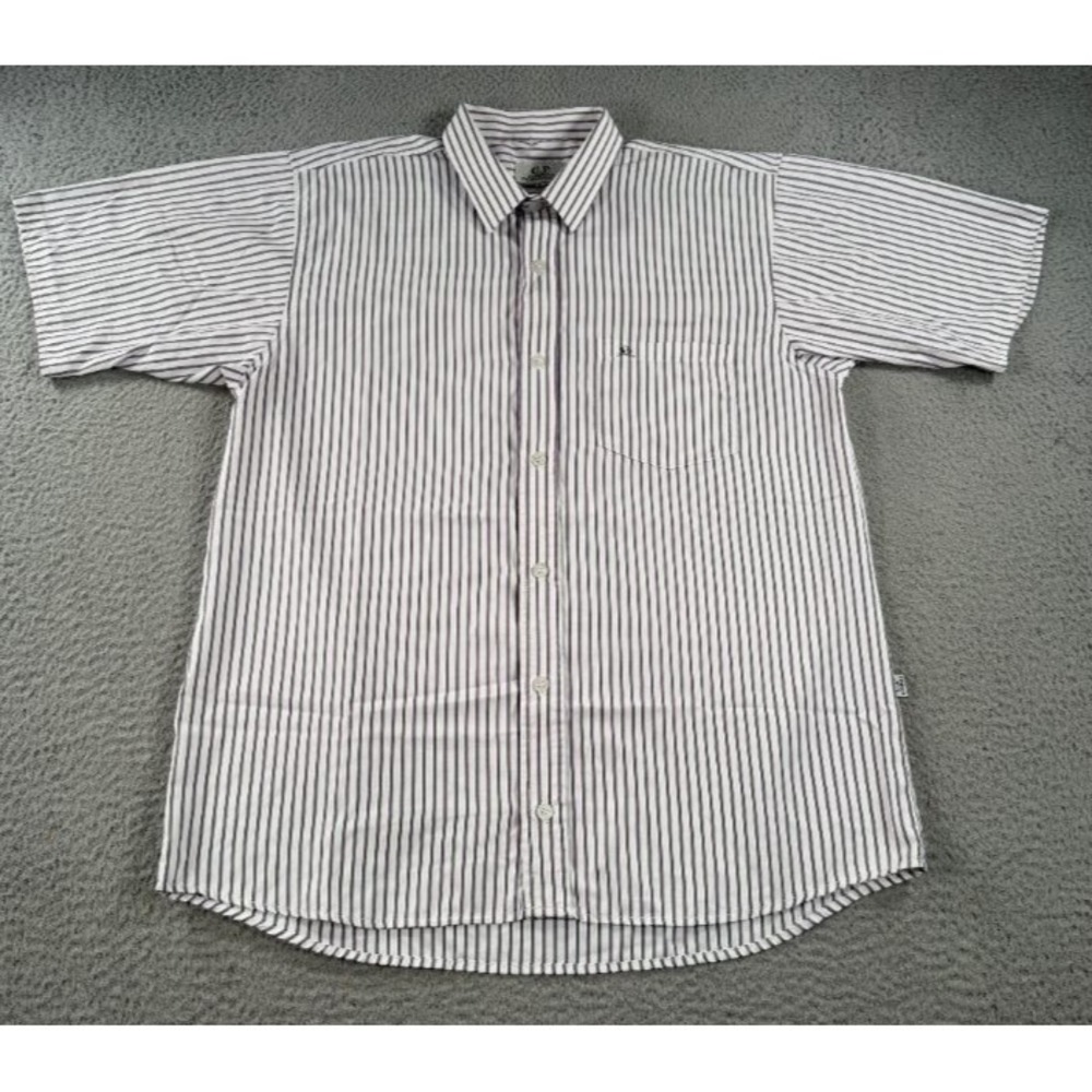 C.P. Company Shirt Mens Large Purple White Striped Short Sleeve Button Up